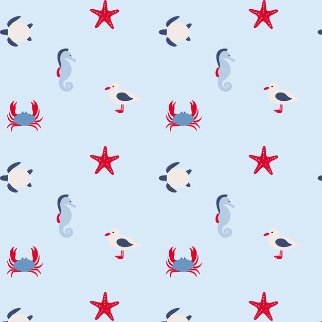 Seamless pattern in marine style