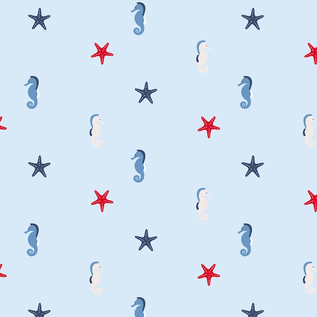 Free vector seamless pattern in marine style