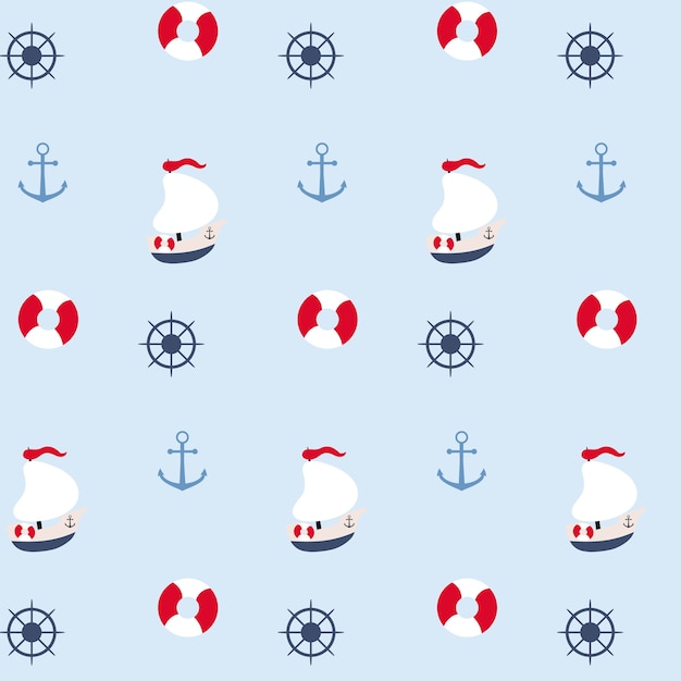 Seamless pattern in marine style