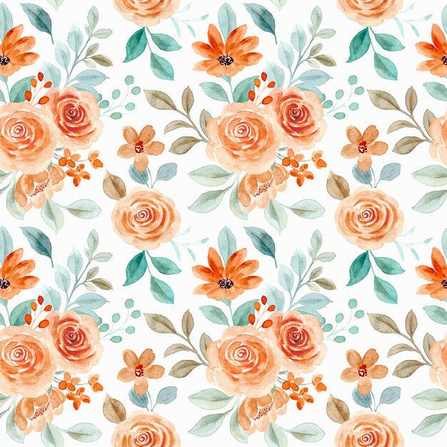 Seamless pattern of rose flower with watercolor