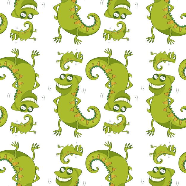 Free vector seamless pattern tile cartoon with lizard