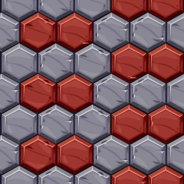 Free Vector seamless pattern of vintage stone hexagonal tiles.