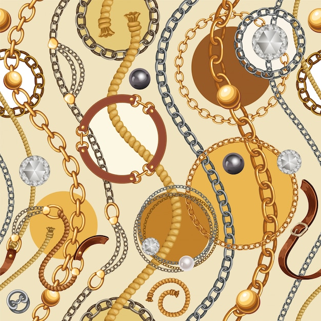 Free Vector seamless pattern with belts, chains.