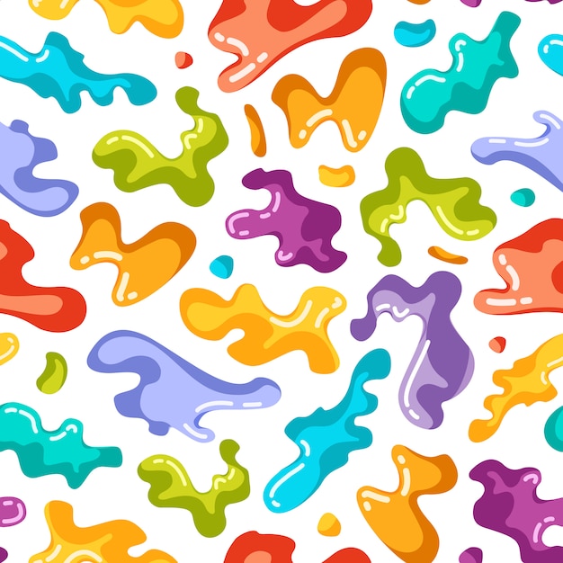 Seamless pattern with colorful spots and sprays on a white.