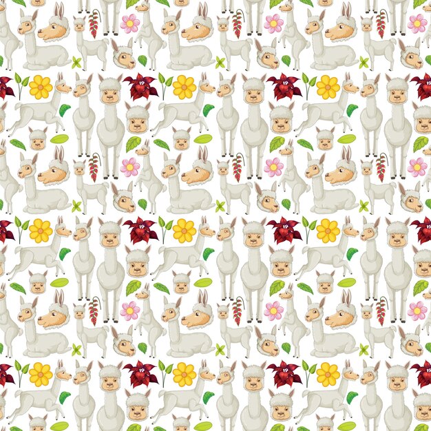 Seamless pattern with cute animals