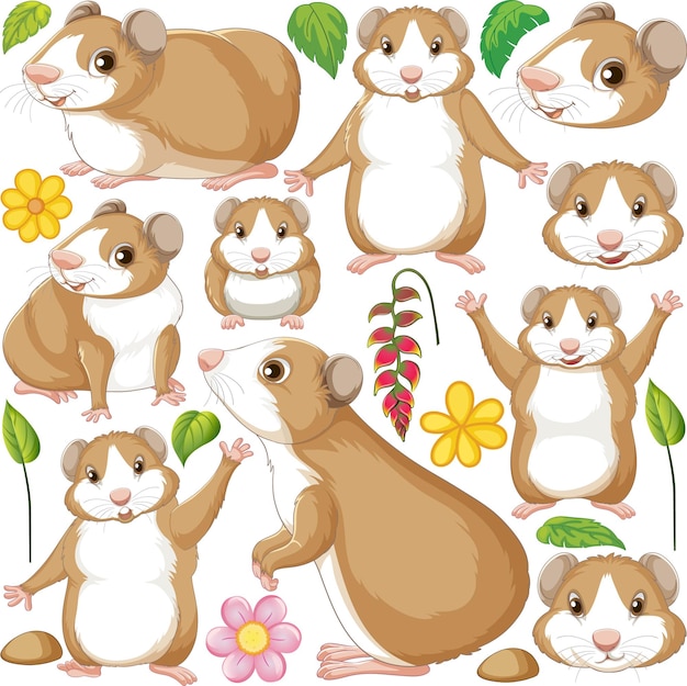 Free Vector seamless pattern with cute hamsters