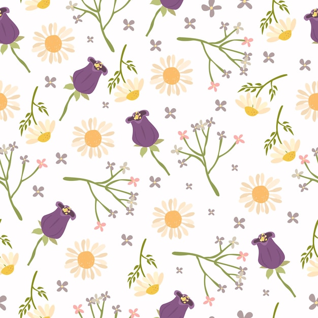 seamless pattern with meadow flowers