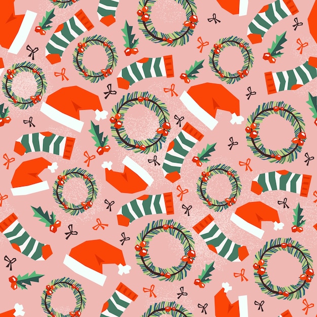 Seamless pattern with merry Christmas icon.