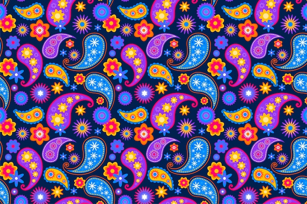 Free Vector seamless pattern with paisley ornament