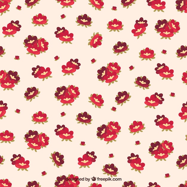 Seamless pattern with red flowers