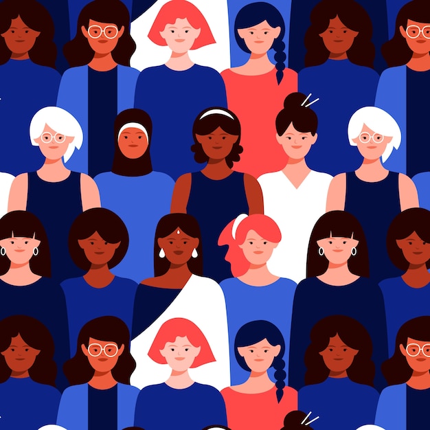 Free vector seamless pattern of women faces