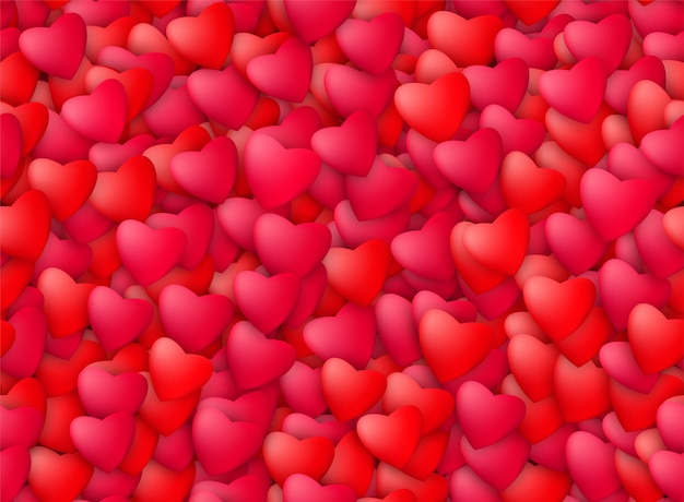 Seamless realistic hearts pattern. Love, passion and Valentine Day concept.