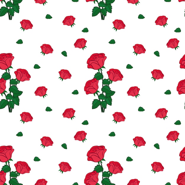 Free Vector seamless red rose pattern