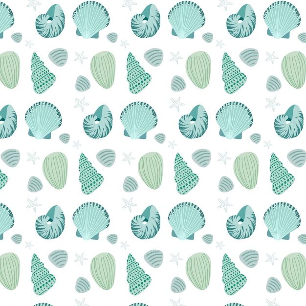 Free vector seamless seashell patern collection