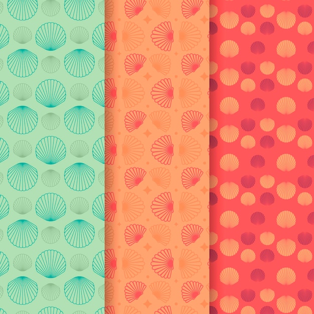 Free Vector seamless seashell patern collection