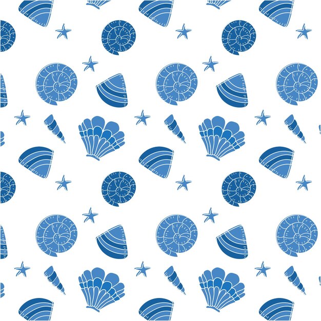 Seamless seashell pattern collection