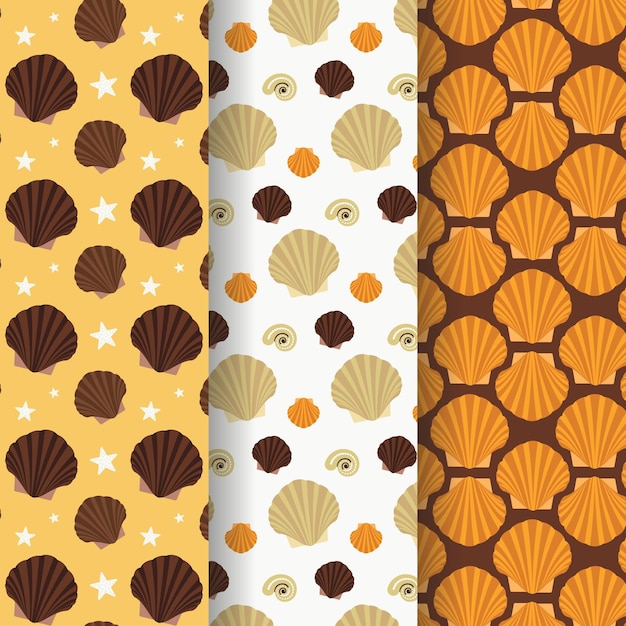 Seamless seashell pattern collection