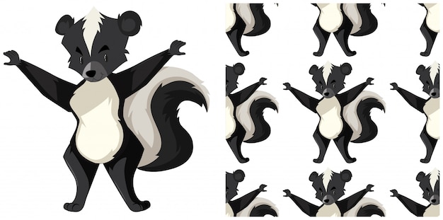 Free Vector seamless skunk isolated on white