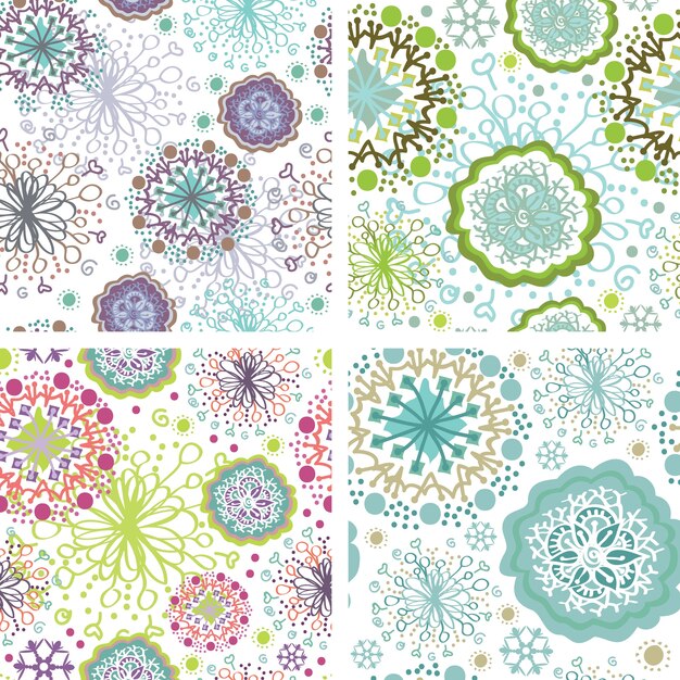 Seamless snowflakes set