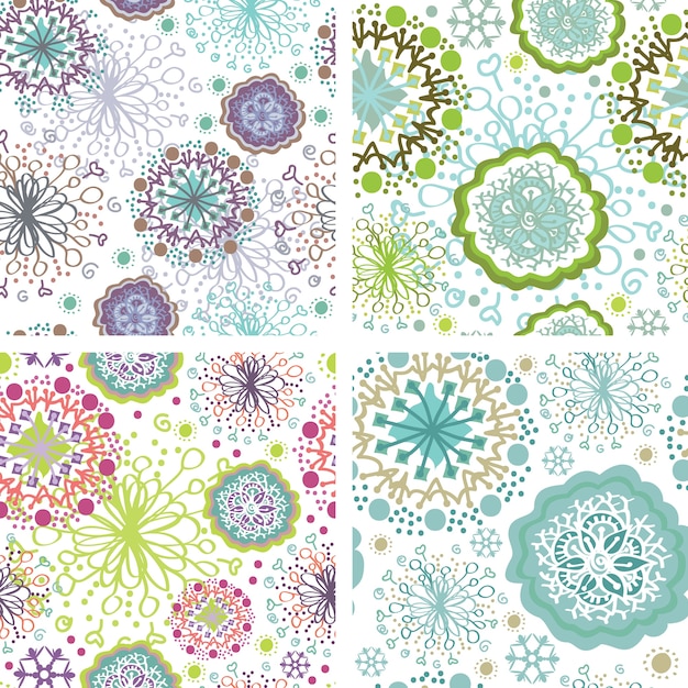 Seamless snowflakes set