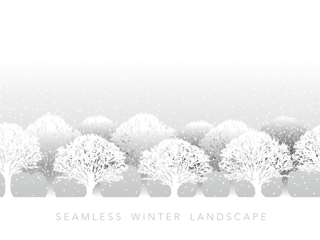 Free Vector seamless snowy forest landscape with text space vector illustration horizontally repeatable