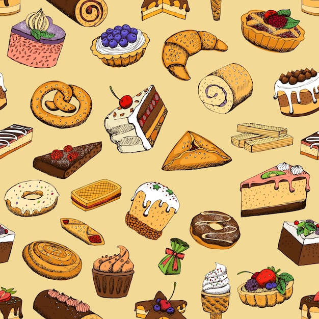 Free Vector seamless sweet pastries