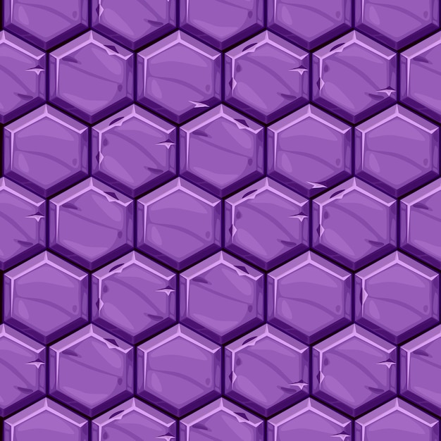 Free Vector seamless textured of bright purple hexagonal stone tiles. background vintage paving geometric tiles.