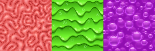 Free Vector seamless textures for game brain, slime or bubbles