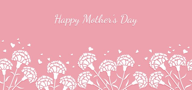 Seamless Vector Carnation Background Illustration With Text Space For Mothers Day.