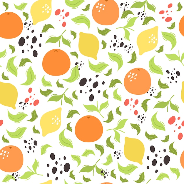 seamless vector pattern with lemon and oranges