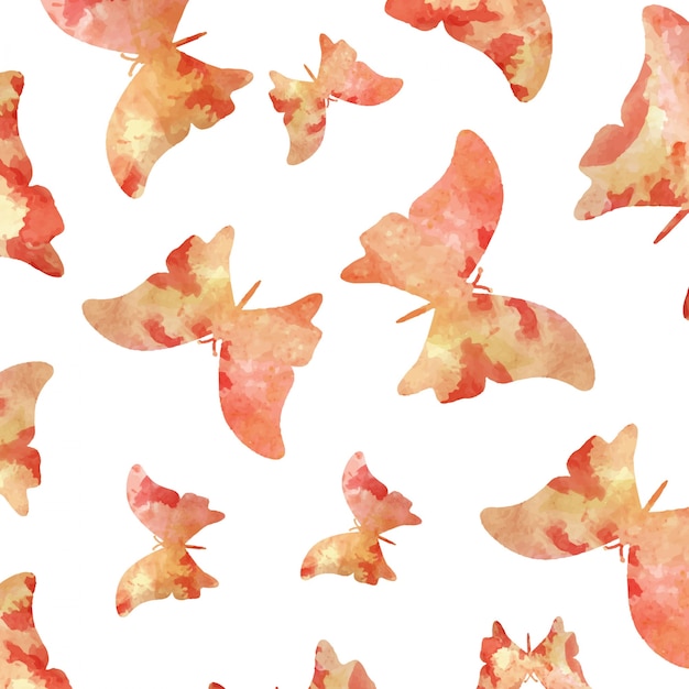 Free Vector seamless watercolor butterflies pattern 