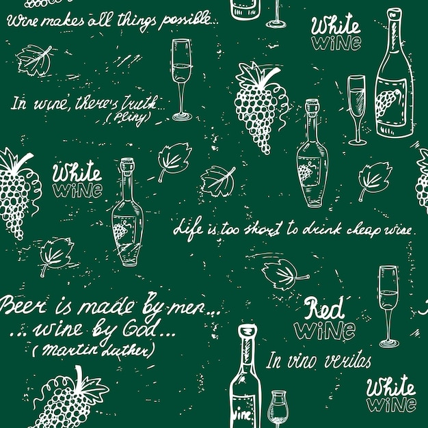 Seamless wine pattern chalkboard