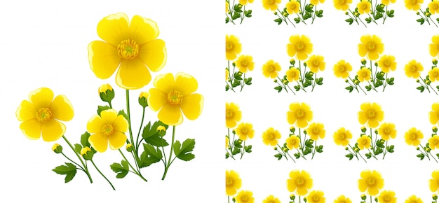 Free Vector seamless  with yellow flowers