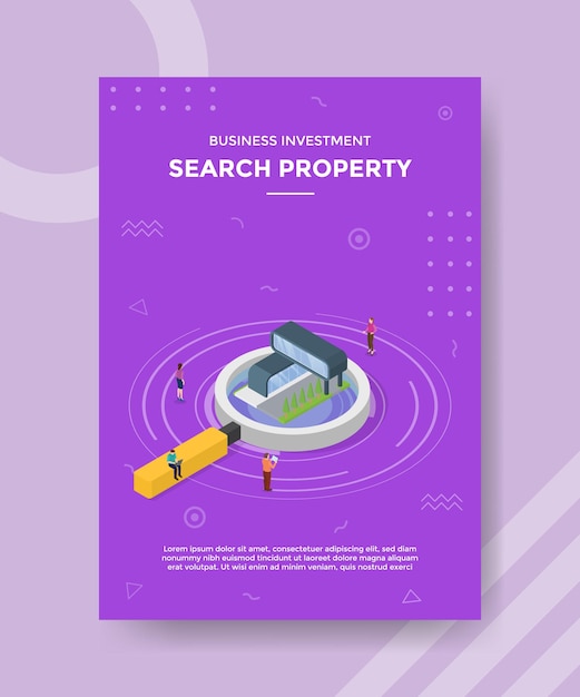 Search house or property concept for template banner and flyer with isometric style