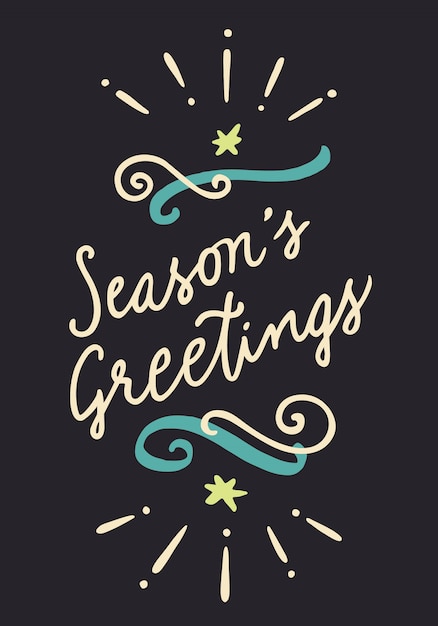 Free Vector season's greetings vintage hand drawn poster. hand lettering