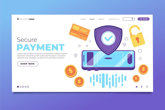 Free Vector secure payment landing page concept