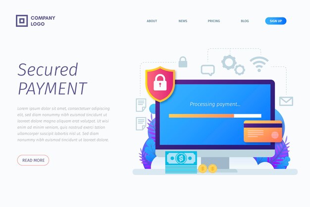 Secure payment landing page concept