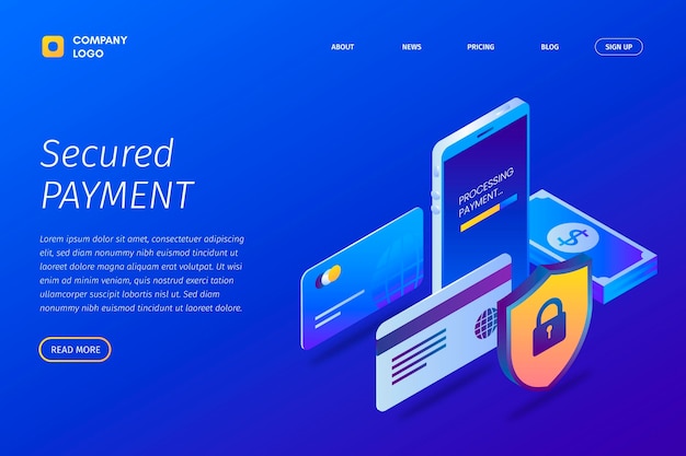 Free Vector secure payment landing page concept