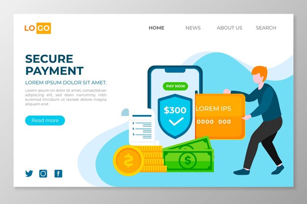 Secure payment landing page concept