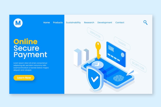 Free Vector secure payment landing page template