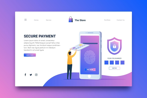 Free Vector secure payment landing page