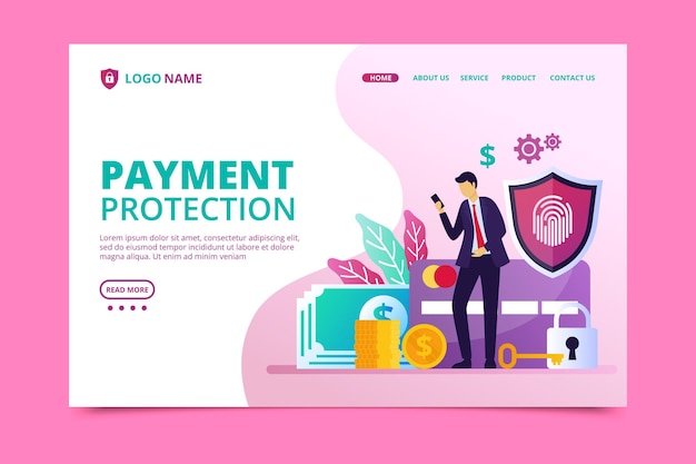 Free Vector secure payment landing page