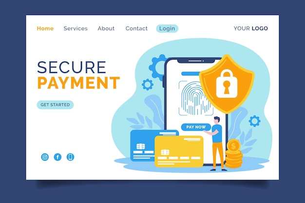 Free Vector secure payment landing page