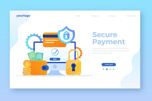 Free Vector secure payment landing page