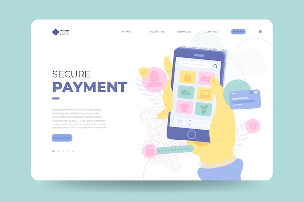 Free Vector secure payment landing page