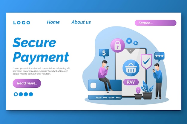 Free Vector secure paymeny landing page template