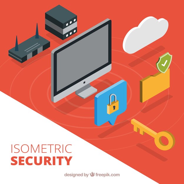 Security background with isometric elements