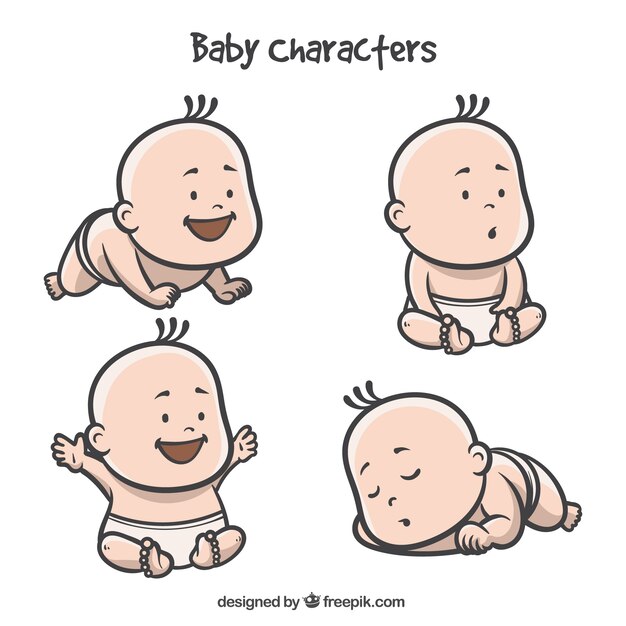 Selection of adorable baby in different actions