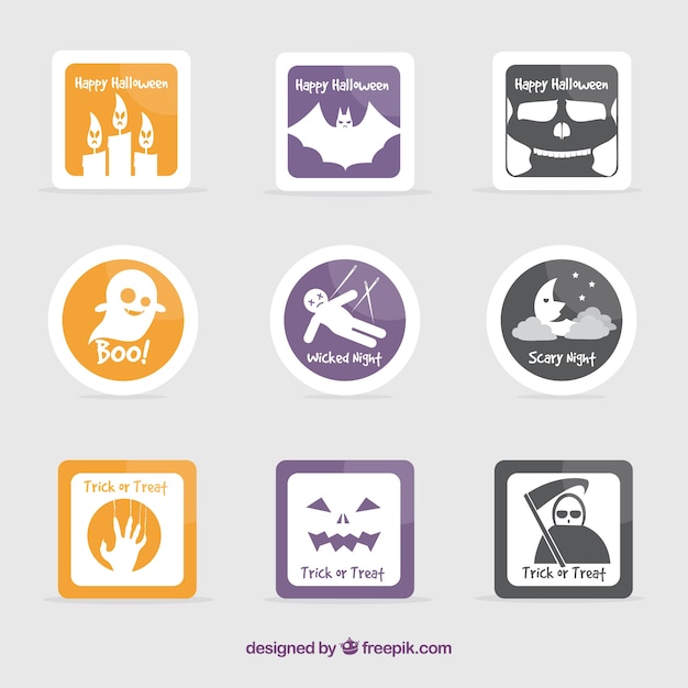 Free Vector selection of decorative labels for halloween