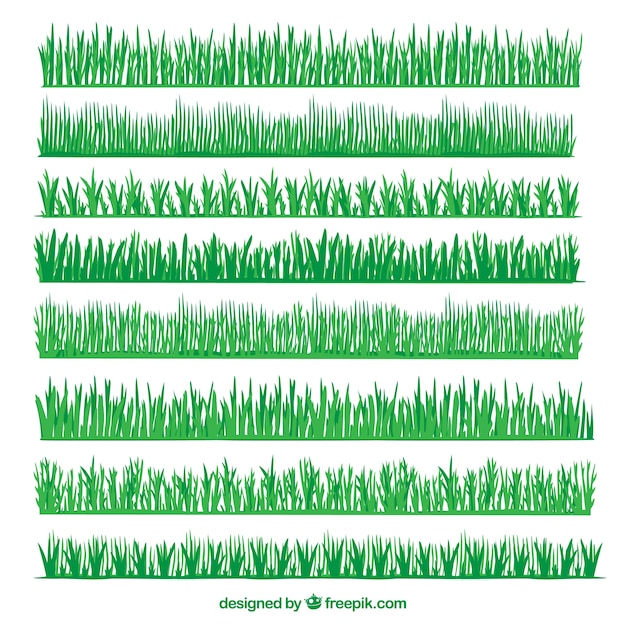 Free Vector selection of eight grass borders with different designs